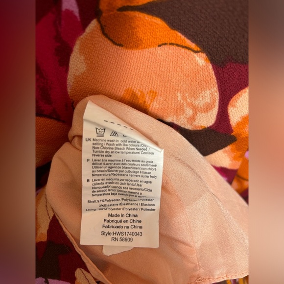 H By Halston Cascade Orange & Purple Floral Fitted Bodice Chiffon Caftan Dress M - Picture 9 of 9